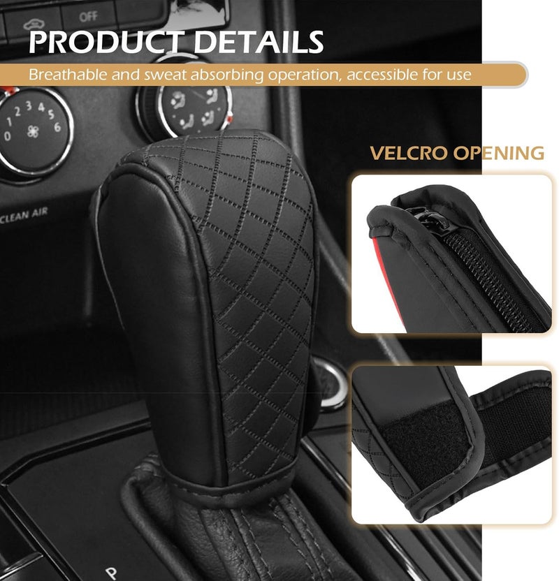 Zikefest Car Gear Shift Cover, Leather Shifter Cover, Gear Shift Knob Cover for Shift Lever Protection, Universal Car Gear Shift Cover, Car Decoration Accessories (Black) - Image 4